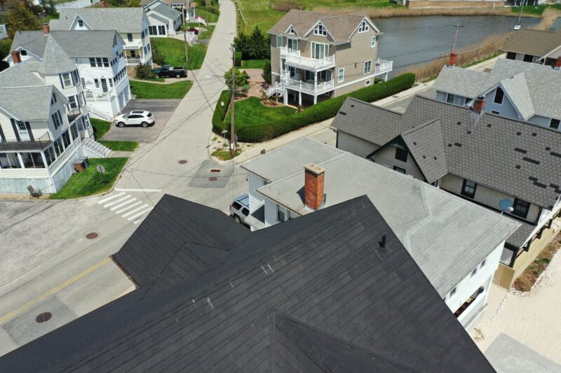 Charcoal roof in residential neighborhood