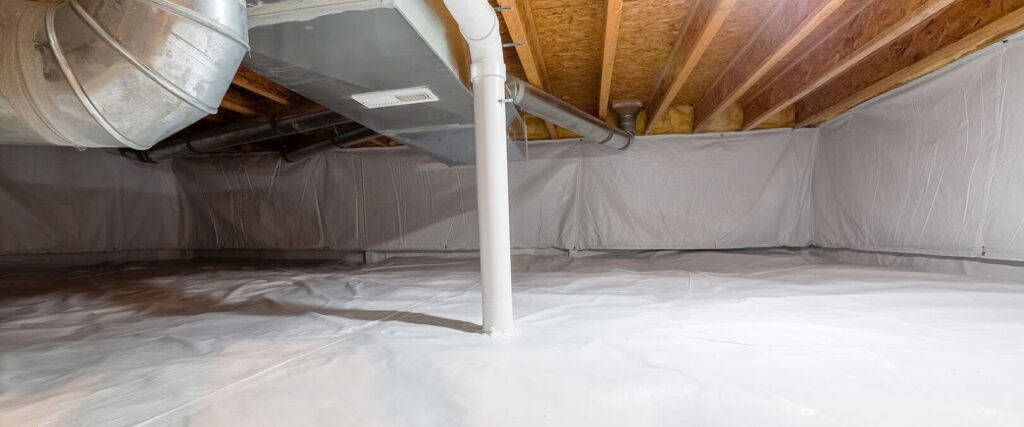 Finished Crawlspace with white barrier