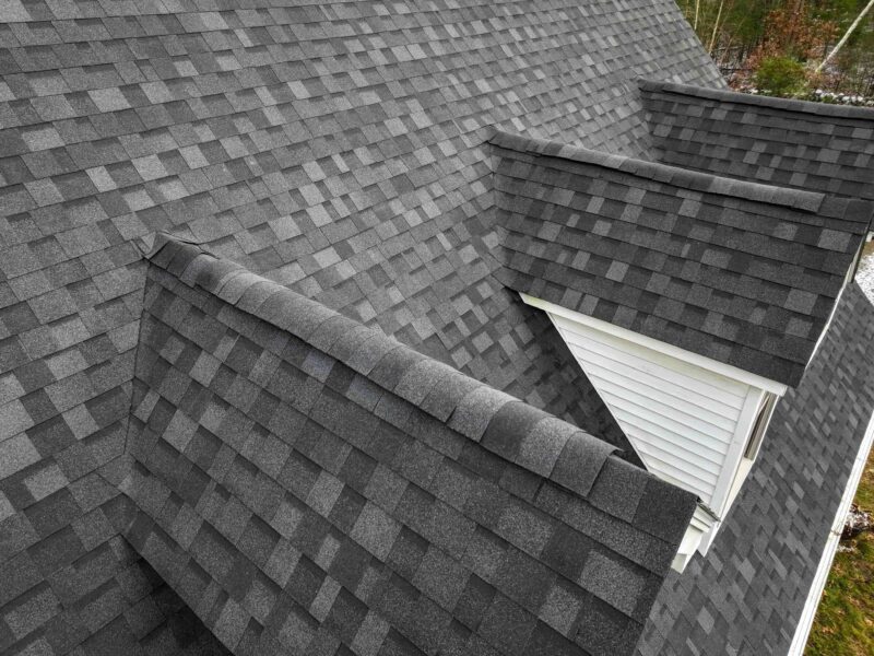 A closeup of showing our versatile asphalt roofing shingles.