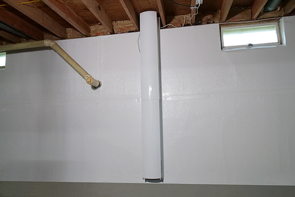 A completed Erie Home Basement Waterproofing job with the newly installed Air Purification System.