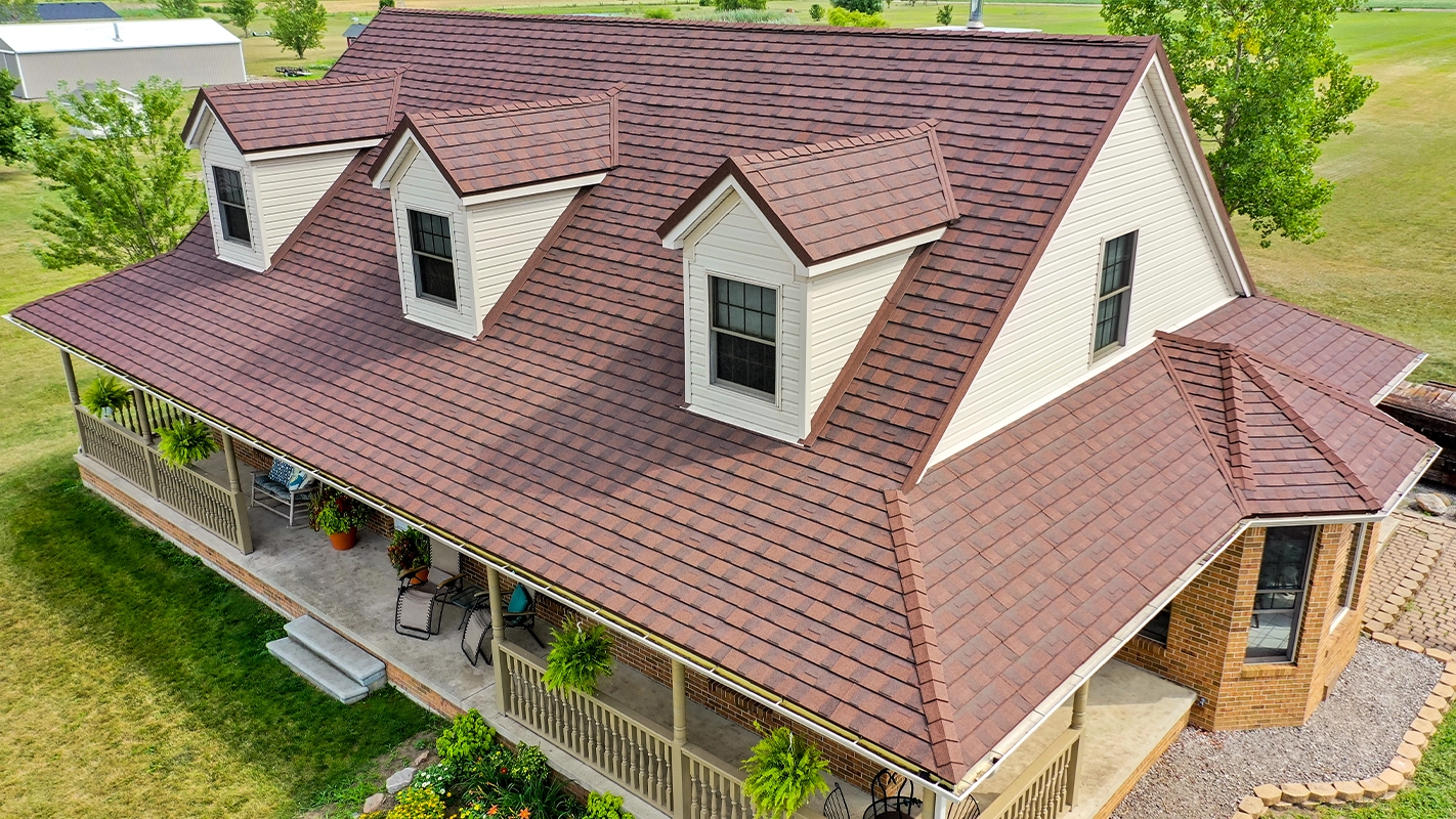 A finished Erie Home metal roof in a Barclay.
